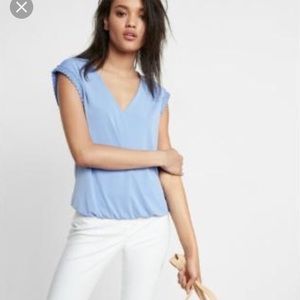 NWOT - Express Crochet Trim Banded V Neck Blouse